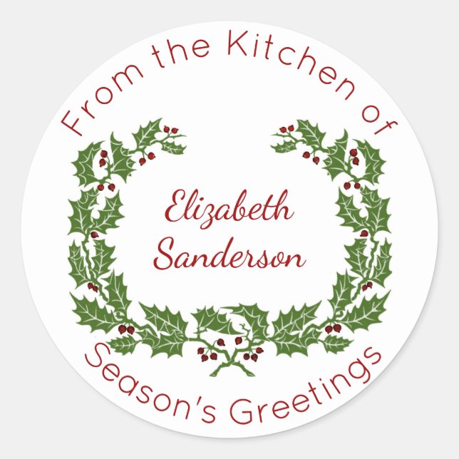 Weihnachtskranz-Zuhause Backen Runder Aufkleber (Vorderseite)