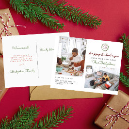 Weihnachtskranz Zwei Fotos Urlaub Neue Zuhause-Bew Ankündigungspostkarte