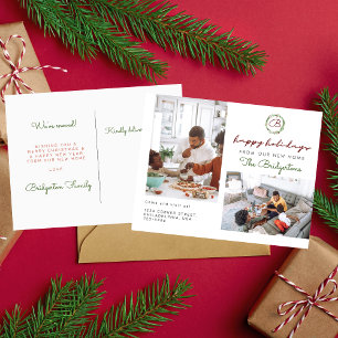Weihnachtskranz Zwei Fotos Urlaub Neue Zuhause-Bew Ankündigungspostkarte
