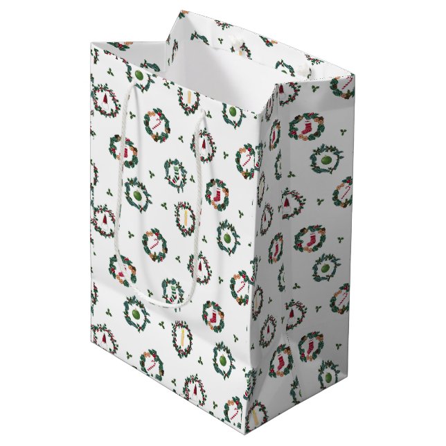 Weihnachtskränze Mittlere Geschenktüte (Vorderseite Schrägansicht)