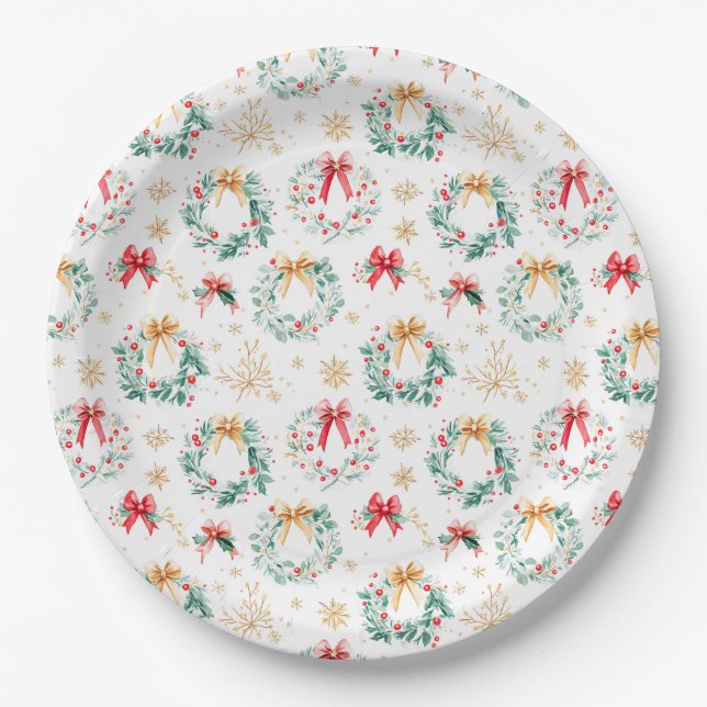 Weihnachtskränze Pappteller (Vorderseite)