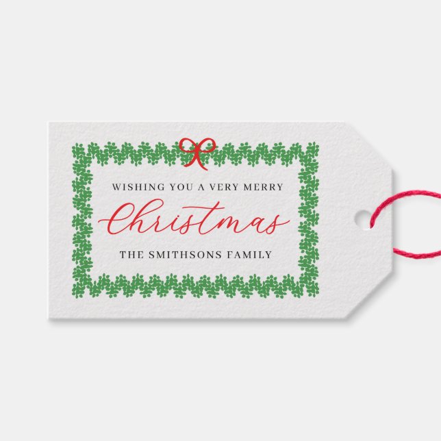 Weihnachtskränze Rahmen Feiertag  Geschenkanhänger (Vorderseite (Horizontal))