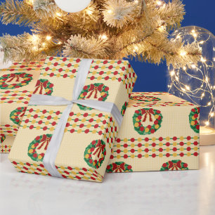 Weihnachtskränze Strickmuster Geschenkpapier