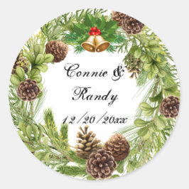 Weihnachtskranzsticker Runder Aufkleber