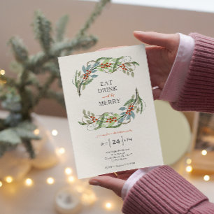 Weihnachtskraut essen Drink & Be Merry Party Einladung