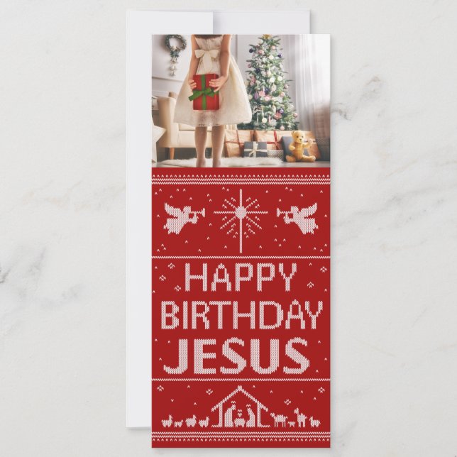 Weihnachtskraut Geburtstag Jesus Religiöse Feiertagskarte (Vorderseite)