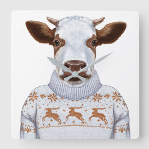 Weihnachtskraut Quadratische Wanduhr