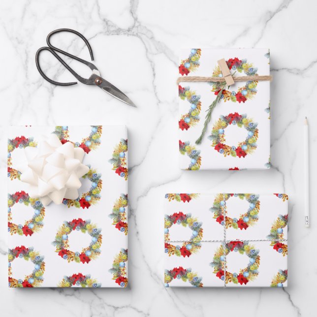 Weihnachtskrautdekor Geschenkpapier Set (Vorderseite)