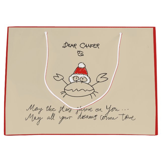 Weihnachtskrebs Astrologie Horoskop Rotes Elegant Große Geschenktüte (Vorderseite)