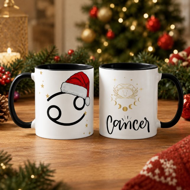 Weihnachtskrebs Sternzeichen Santa Hut Tasse (Von Creator hochgeladen)