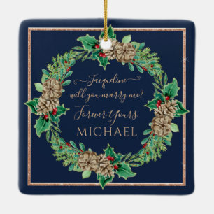 Weihnachtskreidevorschlag für Navy: Holly Leaf Fol Keramikornament