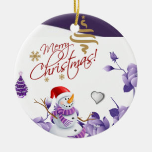 Weihnachtskreis-Ornament, Schneemann Keramik Ornament