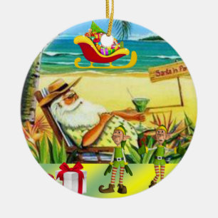 Weihnachtskreis-Ornament, Sommer-Strand-Weihnachts Keramik Ornament