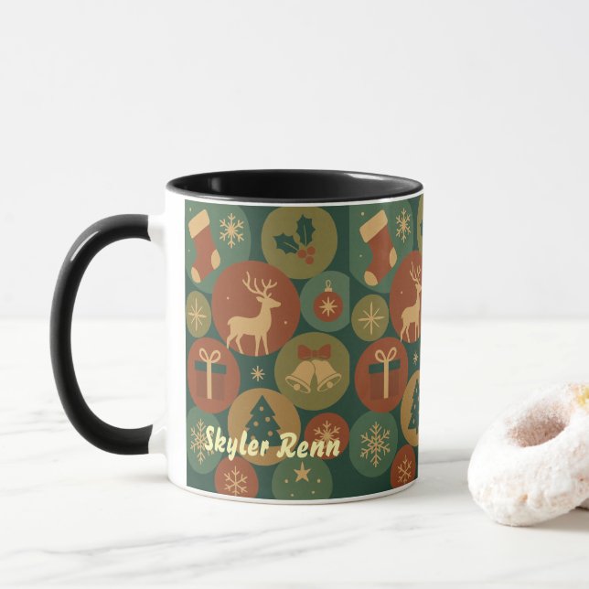 Weihnachtskreismuster Tasse (Mit Donut)