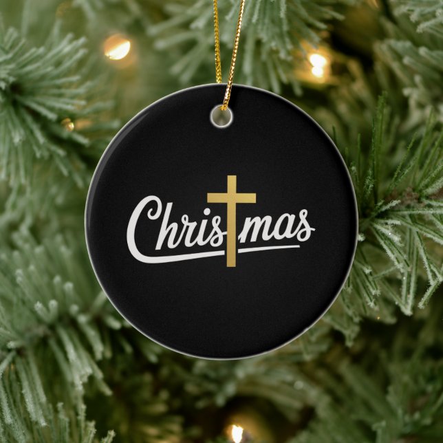 Weihnachtskreuz Familie Matching Jesus Geschenk Id Keramik Ornament (Baum)