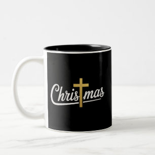 Weihnachtskreuz Familienpassendes Jesus-Geschenk I Zweifarbige Tasse