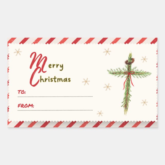 Weihnachtskreuz Rechteckiger Aufkleber (Vorderseite)