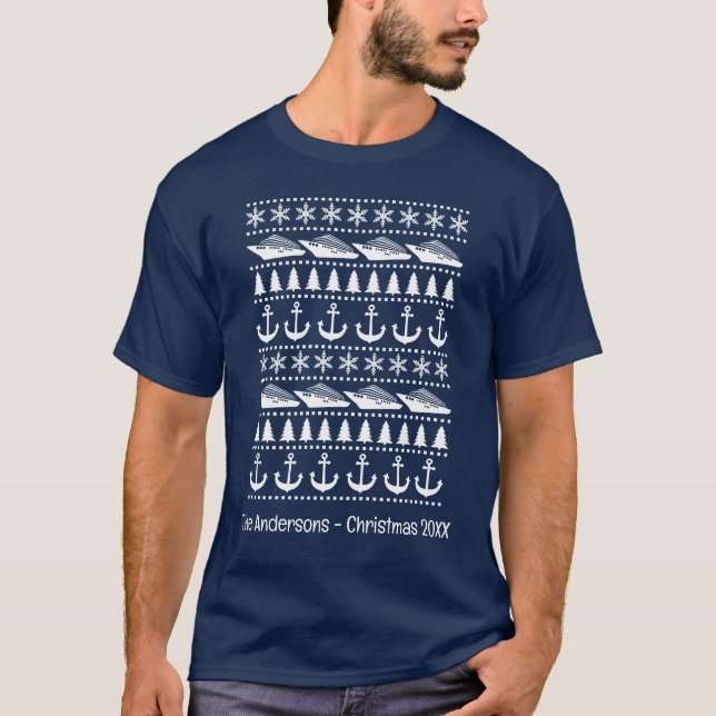 Weihnachtskreuzfahrt Ugly Sweater Style T-Shirt (Vorderseite)