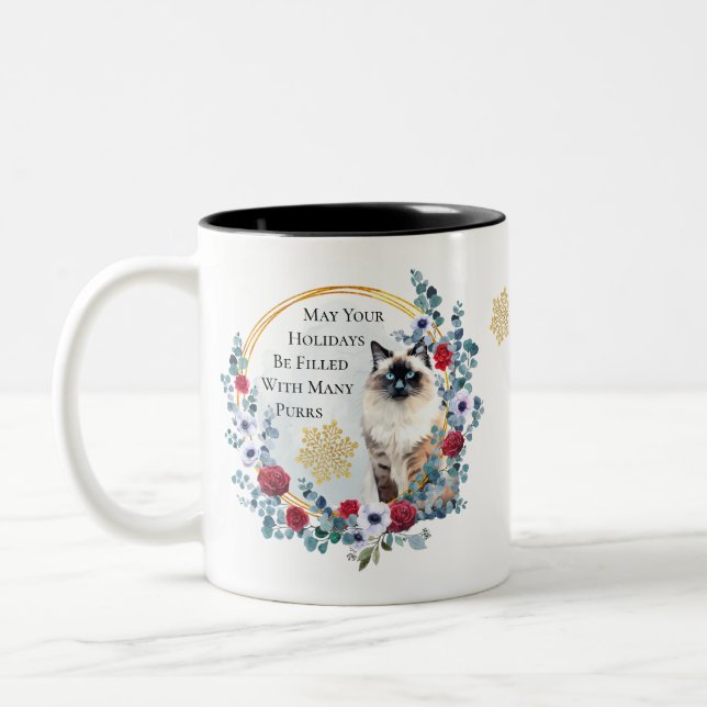 Weihnachtskrieg mit schönem katzenwinterurlaub zweifarbige tasse (Links)