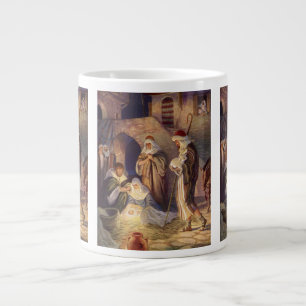 Weihnachtskrippe, 3 Hirten und Jesus Jumbo-Tasse