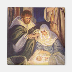 Weihnachtskrippe, 3 Hirten und Jesus Magnet