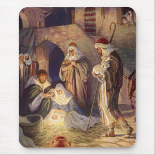 Weihnachtskrippe, 3 Hirten und Jesus Mousepad