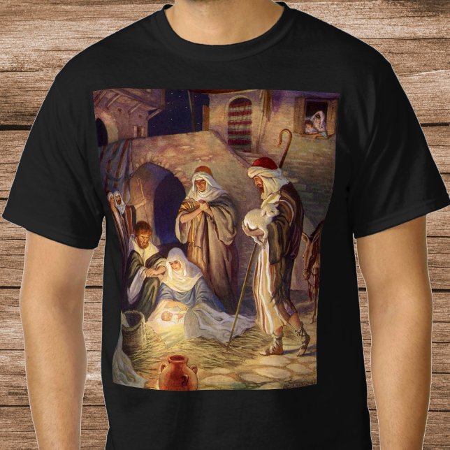 Weihnachtskrippe, 3 Hirten und Jesus T-Shirt (Von Creator hochgeladen)