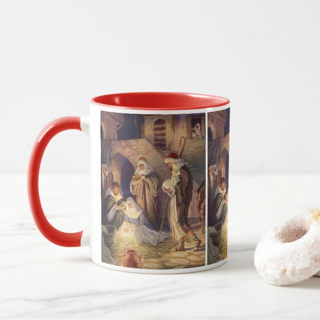 Weihnachtskrippe, 3 Hirten und Jesus Tasse (Mit Donut)