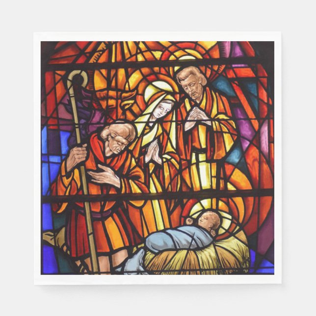 Weihnachtskrippe aus verkettetem Glas Serviette (Vorderseite)