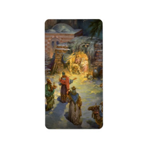 Weihnachtskrippe aus Weihnachten mit Besuch Magi Adressaufkleber