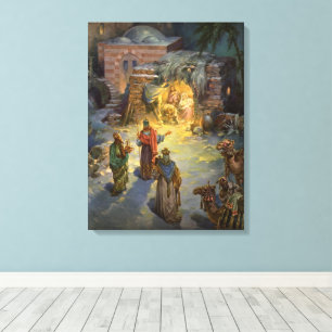 Weihnachtskrippe aus Weihnachten mit Besuch Magi Leinwanddruck