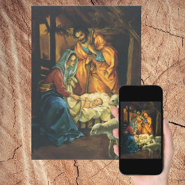 Weihnachtskrippe, Baby Jesus in Gefahr Feiertagskarte