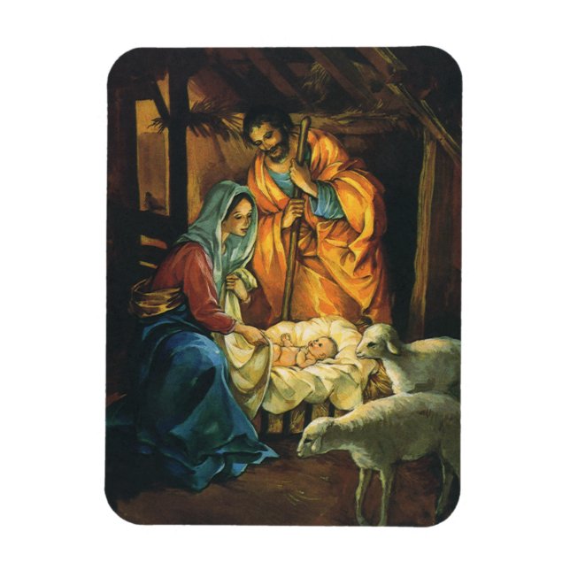 Weihnachtskrippe, Baby Jesus in Gefahr Magnet (Vertikal)
