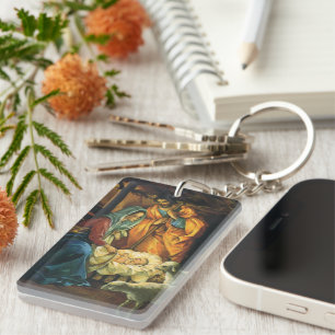 Weihnachtskrippe, Baby Jesus in Gefahr Schlüsselanhänger