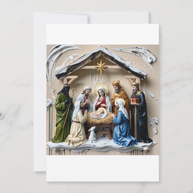 Weihnachtskrippe, Baum Weise Männer Bethlehem Einladung (Vorderseite)