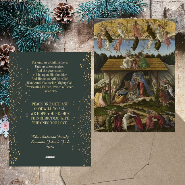 Weihnachtskrippe Botticelli Christlich katholisch Feiertagskarte (Christmas Nativity Scene by Sandro Botticelli Religious Christian Catholic Holiday Greetings Card)