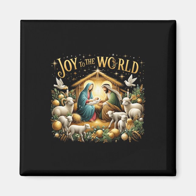 Weihnachtskrippe Christliche Geburt Jesu Joy to Magnet (Vorne)