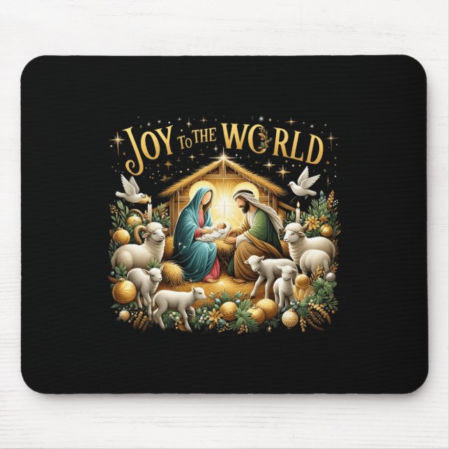 Weihnachtskrippe Christliche Geburt Jesu Joy to Mousepad (Vorne)