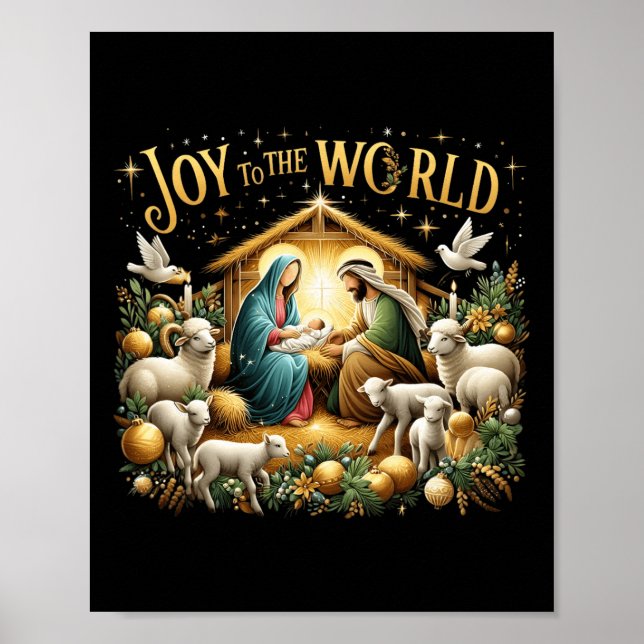 Weihnachtskrippe Christliche Geburt Jesu Joy to Poster (Vorne)