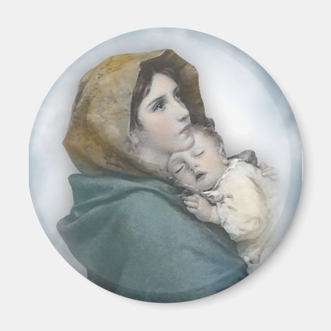 Weihnachtskrippe die Madonna und das Kind Jesus Magnet (Vorne)