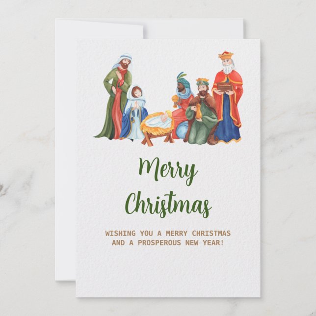 Weihnachtskrippe Feiertagskarte (Vorderseite)