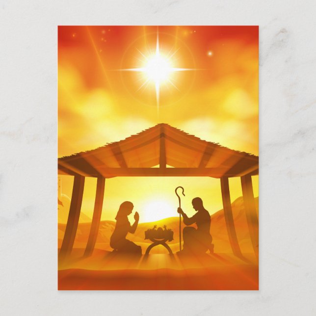 Weihnachtskrippe Feiertagspostkarte (Vorderseite)