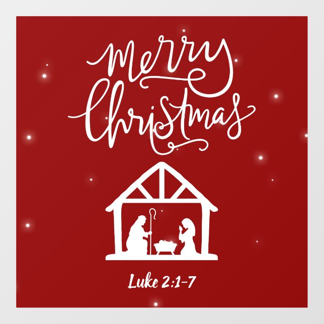 Weihnachtskrippe Frohe Weihnachten Fensteraufkleber (Blatt)