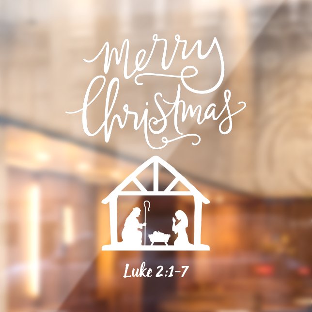 Weihnachtskrippe Frohe Weihnachten Weiß Fensteraufkleber (Blatt 2)