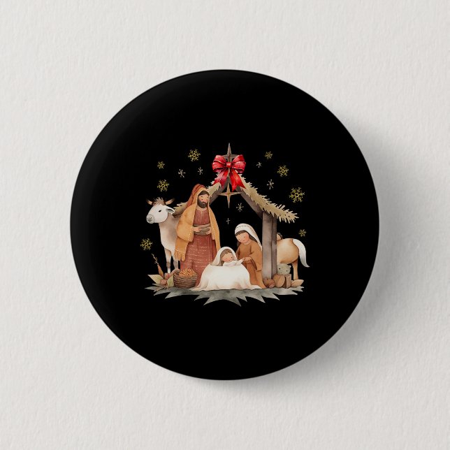 Weihnachtskrippe für christliche Familien  Button (Vorderseite)