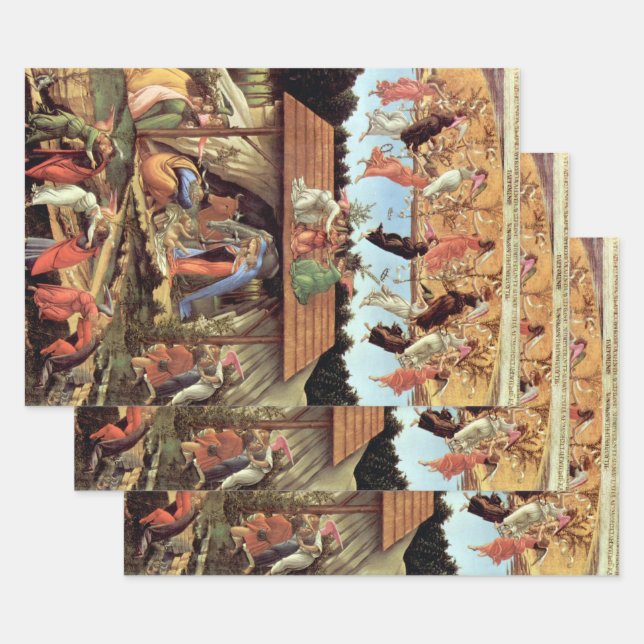 Weihnachtskrippe, Geburt Christi von Botticelli Geschenkpapier Set (Set)