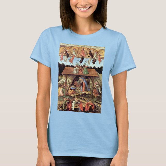 Weihnachtskrippe, Geburt Christi von Botticelli T-Shirt (Vorderseite)