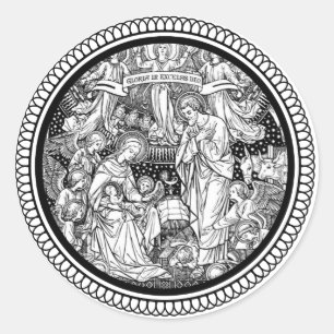 Weihnachtskrippe Geburt von Jesus Mary Joseph Runder Aufkleber