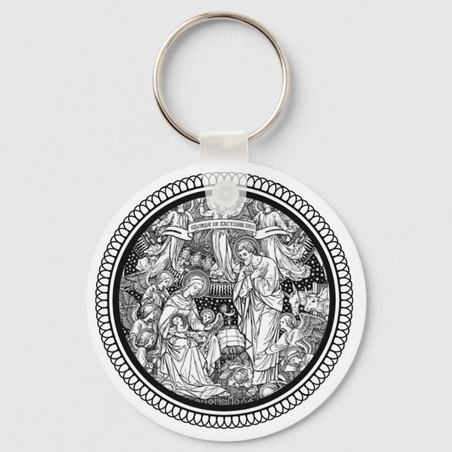 Weihnachtskrippe Geburt von Jesus Mary Joseph Schlüsselanhänger (Vorderseite)