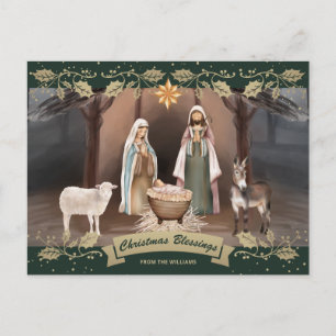 Weihnachtskrippe Grün Gold Christlich Weihnachten